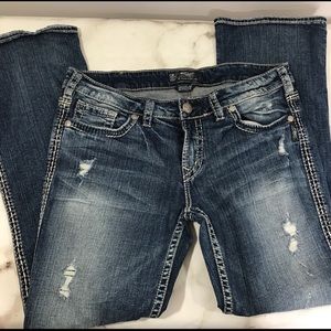 Silver Aiko Jeans 33x31 Boot Cut Flap